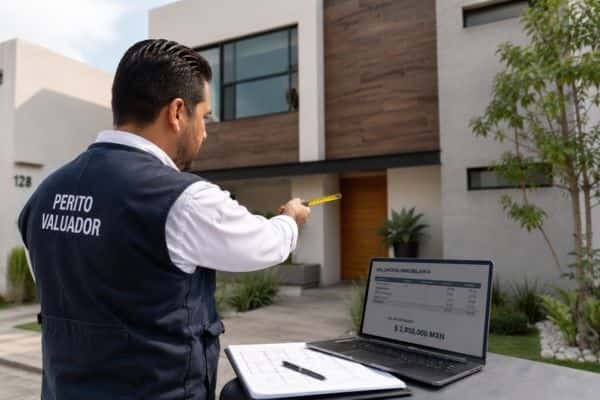 Perito calculando el valor de una casa en CDMX